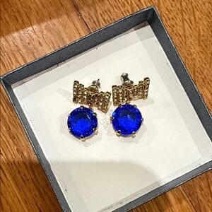 Elegant Blue and Gold Stud Earrings